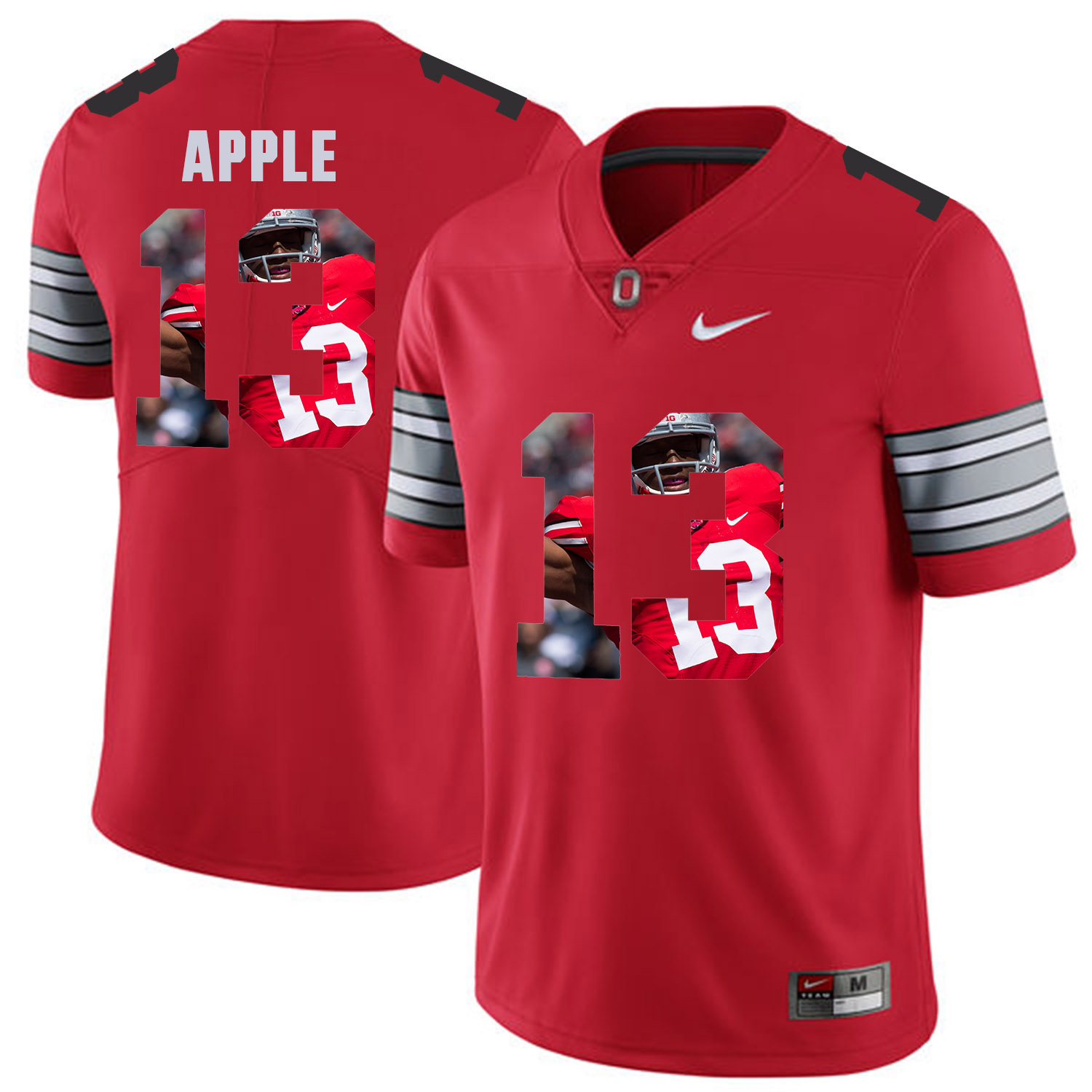 Men Ohio State 13 Apple Red Fashion Edition Customized NCAA Jerseys